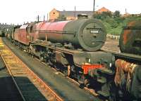 Stanier pacific 46200 <I>The Princess Royal</I> stands in the sunshine in a stored locomotive siding at Upperby following her withdrawal from Kingmoor shed in November 1962. The locomotive was subsequently shipped north and finally met her end in the Calder scrapyard of Messrs Connell & Co, Coatbridge, in October 1964.<br><br>[Robin Barbour Collection (Courtesy Bruce McCartney) //1963]