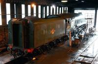 A4 Pacific 60019 <I>Bittern</I> receives attention inside Grosmont shed on 3 April 2008.<br><br>[John Furnevel 03/04/2008]