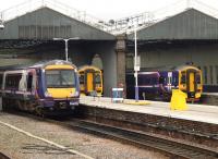 170395, 158713 & 158717 stand at Inverness ready for their next turn of duty on 1st August.<br><br>[Graham Morgan 01/08/2008]