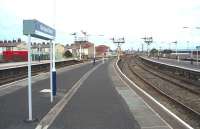 There is still a fine array of semaphores at Blackpool North. The eight platform roads are controlled by No.2 box, just visible, behind the middle gantry, but for how much longer?<br><br>[Mark Bartlett 13/08/2008]