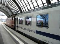 The <I>Berlin-Warszawa-Express</I> prepares to depart from under the fine (and incomplete) Berlin HBF roof on 18 August.<br><br>[Michael Gibb 18/08/2008]