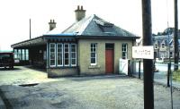 Station building on the down platform at Muir of Ord in 1985, now demolished.<br><br>[David Panton 05/08/1985]