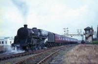 BR Standard class 5 4-6-0 73104 of Corkerhill shed at Greenock Princes Pier with a boat train in August 1965.<br><br>[G W Robin 25/08/1965]