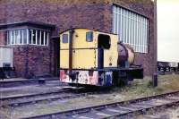 No.2 (W G Bagnall 2989/1951), a Fireless 0-4-0F, lies out of use beside the tippler building at Huncoat Power Station in May 1975, leaving work in the hands of 0-6-0F No.3. No.2 and No.1 were a pair of Bagnall 0-4-0F locos based at Huncoat both dating from 1951. <br><br>[Mark Bartlett 22/05/1975]