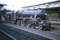 Black 5 no 45349 waits on the middle road at Carlisle to relieve a southbound special in the mid 1960s. <br><br>[Robin Barbour Collection (Courtesy Bruce McCartney) //]