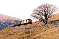 A southbound freight starts its turn into the Horseshoe Curve, just north of Tyndrum in 1990.<br><br>[Ewan Crawford //1990]