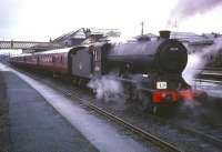 Class J38 0-6-0 65914 stands at Stirling with the 'Scottish Rambler no 5' railtour, in April 1966. A St Margarets locomotive for a large part of her life, 65914 moved to Thornton Junction in 1965.<br><br>[Robin Barbour Collection (Courtesy Bruce McCartney) 11/04/1966]