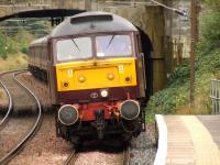 West Coast Railways 47804 at Johnstone station heading to Falkland Yard on 5th September 2008 with empty SRPS coaches for use on the Ayr to Mallaig excursion the following day<br><br>[Graham Morgan 05/09/2008]