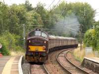 West Coast Railway 37248 at Johnstone station heading to Falkland Yard on 5th September 2008 on the rear of empty SRPS coaches for use on the Ayr to Mallaig excursion the following day. Up front is 47804.<br><br>[Graham Morgan 05/09/2008]