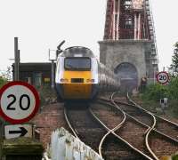 The 0950 NXEC Aberdeen - London, Kings Cross HST has just run through North Queensferry station approximately 15 minutes behind schedule on 8 September 2008 as it climbs towards the Forth Bridge.<br><br>[John Furnevel 08/09/2008]