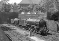 A pair of visitors from Tyneside in Princes Street Gardens. Class A1 locomotives 60116 <I>Hal o the Wynd</I> (52B Heaton) and 60142 <I>Edward Fletcher</I> (52A Gateshead) about to enter the east end of Haymarket tunnel on their way from Waverley station to Haymarket shed in August 1963.<br><br>[Colin Miller 15/08/1963]