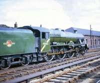 Holbeck Jubilee 4-6-0 no 45562 <I>Alberta</I> stands at the south end of Carlisle in the 1960s with the ex-LNWR Crown Street goods depot in the background.<br><br>[Robin Barbour Collection (Courtesy Bruce McCartney) //]