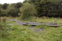 Demolition remains at the site of Kinross Junction station near junction 6 of the M90 on 15 September 2008. [The view is close to the location shown in Robin Barbour photograph]. [See image 20700.] <br><br>[Bill Roberton 15/09/2008]