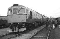 Class 33 no 33060 heads a lineup of locomotives at an open day at MoD Ludgershall on 22 March 1986.<br><br>[John McIntyre 22/03/1986]