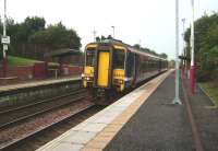 A Glasgow Central - Edinburgh Waverley service, formed by 156 478 calls at Carfin on 17 September 2008.<br><br>[David Panton 17/09/2008]