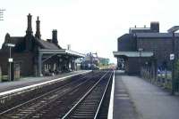 View towards the level crossing at Downham Market, Norfolk in 1981.<br><br>[Ian Dinmore //1981]