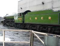 Gresley V2 2-6-2 no 4771 <I>Green Arrow</I> stands alongside the NYMR shed at Grosmont on 3 April 2008. <br><br>[John Furnevel 03/04/2008]