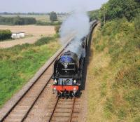 Newly built Pacific 60163 <I>Tornado</I> fresh from <I>Darlington Works</I> (the former Hopetown Carriage Works) is put through its paces on the Great Central line near Loughborough on 10 September 2008.<br><br>[Peter Todd 21/09/2008]