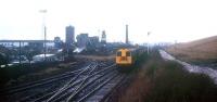 One of the last of the so-called <I>superpits</I>, Linby Colliery, Nottinghamshire, seen in 1984. Linby, closed in 1988, held the record for the shortest time taken to produce one million tons of coal. <br><br>[Ian Dinmore //1984]