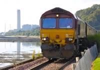 EWS 66103 with a UK Railtours excursion from London Kings Cross pictured approaching Culross on 25 September with Longannet Power Station in the background.<br><br>[Bill Roberton 25/09/2008]
