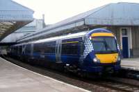 New ScotRail livery sported by 170 434 at Abroath on 25 September 2008.<br><br>[Sandy Steele 25/09/2008]