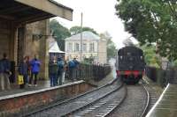 The Sherwood Forester running round its train at Pickering on North Yorkshire Moors Railway.<br><br>[Alistair MacKenzie 11/09/2008]