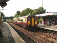 156 430 arrives at Cumbernauld on 17 September with the shuttle service from Motherwell.<br><br>[David Panton 17/09/2008]