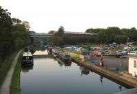 Scene on the Watford branch of the Metropolitan line on 25 September 2008 as a train crosses the Grand Union canal between Watford and Croxley.<br><br>[Michael Gibb 25/09/2008]