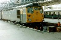 Class 26 in platform 2 bay at Dundee on 24 October 1981.<br><br>[Colin Alexander 24/10/1981]