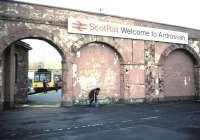 The original Winton Pier site at Ardrossan Harbour in September 1985... not looking particularly welcoming. [See image 28557]<br><br>[David Panton /09/1985]