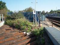 The start of the former Hayle Wharf branch, immediately off the viaduct and alongside the Up platform at Hayle station. This short goods branch never had a passenger service but lasted until 1982. <br><br>[Mark Bartlett 18/09/2008]