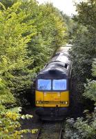 60075 emerges from the shrubbery on the approach to Powderhall Refuse Depot with the returning <I>Binliner</I> empties on 8 October.<br><br>[Bill Roberton 08/10/2008]
