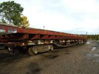 Part of the decking of the bridge for crossing the River Dulnain on a bogie bolster wagon in the yard at Boat of Garten on 10 October. [With kind permission of the Strathspey Railway.]<br><br>[John Gray 10/10/2008]