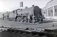 Patriot 4-6-0 45501 <I>St Dunstans</I> photographed in the late 1950s/early 60s alongside the 1948 concrete roundhouse built as a replacement for the old LNWR sheds at 12B Carlisle Upperby. The locomotive was withdrawn in September 1961.<br><br>[Robin Barbour Collection (Courtesy Bruce McCartney) //]