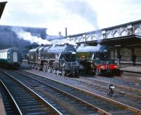Black 5 45349 stands alongside Jubilee 45562 <I>Alberta</I> at the south end of Carlisle station in the 1960s. <br><br>[Robin Barbour Collection (Courtesy Bruce McCartney) //]
