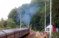 Special train restarting southbound from Dunkeld on 20 September 2008 following a pathing stop. Locomotive 47854 with the SRPS touring set.<br><br>[Brian Forbes 20/09/2008]