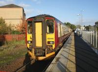 156 445 standing at East Kilbride terminus on 15 October, soon to start the journey back to Glasgow Central. <br><br>[John McIntyre 15/10/2008]