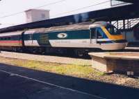 Great Western liveried 43012 stands at the head of an HST set at York on 26 April 1997 having arrived with a service from the West Country.<br><br>[Sandy Steele 26/04/1997]