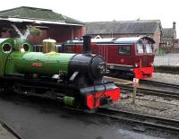 Steam and Diesel power stand side by side on 18 October at Ravenglass terminus on the R&ER. <br><br>[Peter Todd 18/10/2008]