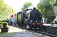 Preserved NYMR S15 4-6-0 No 825 starts to pick up slack after passing over Sleights foot crossing with a through service returning from Whitby to Pickering on the morning of 2 October 2008.<br><br>[John Furnevel 02/10/2008]