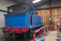 One of a number of locomotives rescued from Muirs scrapyard in Thornton after several years is L&HR No 10 (Barclay 1245 of 1911, originally supplied to Craigend Colliery, Falkirk). The restored locomotive is seen in the shed at Haverthwaite on 18 October 2008.<br><br>[Peter Todd 18/10/2008]
