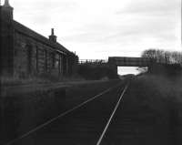 Rathen station looking south on a spring evening in 1972. The loop here had been removed in 1894, and by this time only the road overbridge gave a clue to its existence.<br><br>[John Williamson //1972]