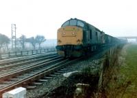 A class 37 with a freight in the murk at Cambois in 1982.<br>
<br><br>[Colin Alexander //1982]