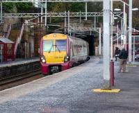 Eastbound arrival at Greenock Central on 1 November 2008, with 334 032 forming a Gourock - Glasgow Central service.<br><br>[David Panton 01/11/2008]