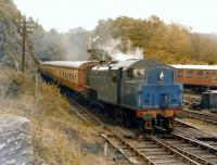 Fairburn 2-6-4T arrives at Haverthwaite with a train in 1975.<br><br>[Colin Miller //1975]