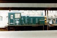 Station pilot 03371 stands between duties in Newcastle Central platform 12 in the Spring of 1984.<br><br>[Colin Alexander //1984]