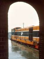 CIE 124 at the rainsoaked platform at Drogheda in 1993.<br><br>[Bill Roberton //1993]