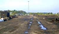 Track lifting almost complete in Perth New Yard at the end of October 2008. The locomotive release road ran straight ahead with the reception sidings on the right (beyond which is the Perth - Inverness main line). The yard control tower still stands in the left background.<br><br>[Gary Straiton /10/2008]