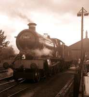 Ex-GWR Modified Hall 4-6-0 7903 <I>Foremarke Hall</I> at Toddington on the Gloucestershire Warwickshire Railway. Built at Swindon in 1949, the locomotive went to Woodhams following withdrawal by BR in 1964, where it languished for 20 years until rescued by the Swindon & Cricklade Railway in 1984. Another 22 years on and restoration work was completed with the locomotive now resident at Toddington, where the photograph was taken on 24 April 2008.<br><br>[Peter Todd 24/04/2008]