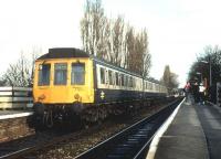 A DMU calls at Wylde Green, West Midlands, on the Birmingham - Sutton Coldfield line in 1982.<br><br>[Ian Dinmore //1982]